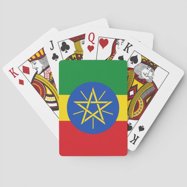 Baraja De Cartas Playing Cards with flag of Ethiopia (Reverso)