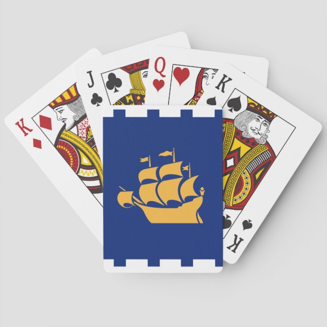 Baraja De Cartas Playing Cards with flag of Quebec City (Reverso)