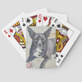 Baraja De Cartas Playing Cards with Watercolor of Perceptive Dog
