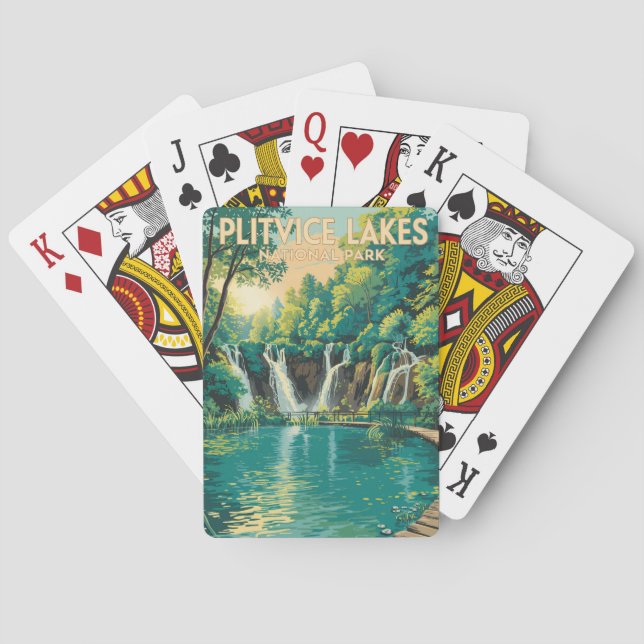 Baraja De Cartas Plitvice Lakes National Park Illustration Travel (Reverso)