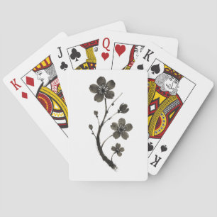 Baraja De Cartas Plum Blossom Line Art - Diseño botánico en