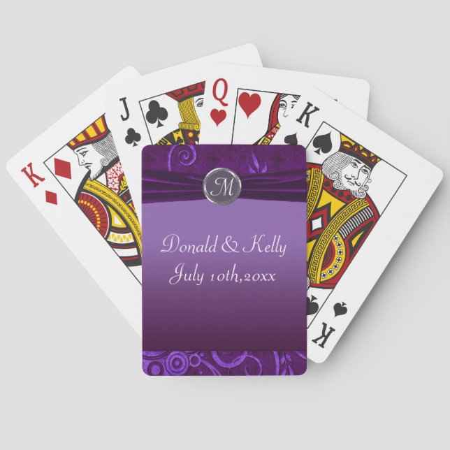 Baraja De Cartas Plum & Purple Velvet Wedding Swirl (Reverso)