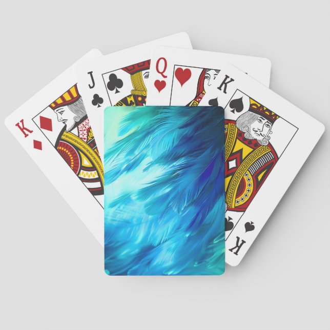 Baraja De Cartas Pluma abstracta verde azul (Reverso)
