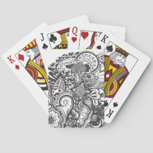 Baraja De Cartas Pluma abstracta y doodle de tinta