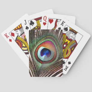 Baraja De Cartas Pluma Colorida de Pavo Real de Cobre