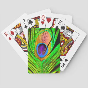 Baraja De Cartas Pluma de Pavo Real Colores Neón