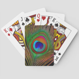 Baraja De Cartas Pluma de pavo real de cobre vibrante