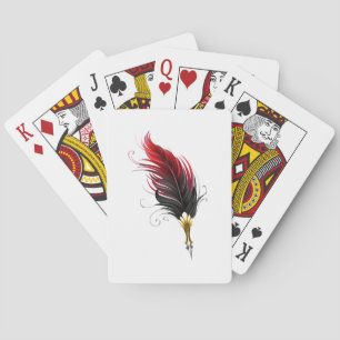 Baraja De Cartas Pluma de plumas rojas con nido de oro