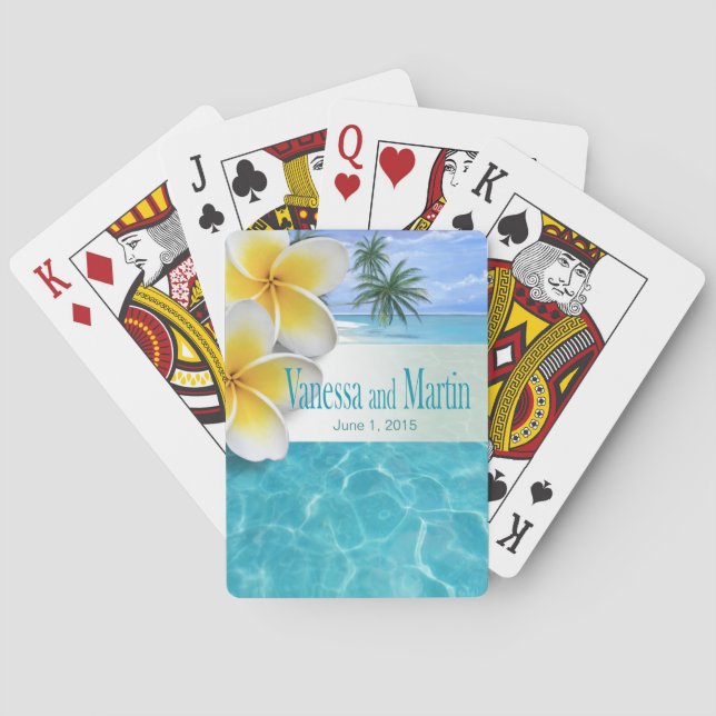 Baraja De Cartas Plumeria Starfish Beach Tropical Hawaii (Reverso)