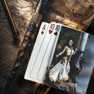Baraja De Cartas Poderosa Hechicera de Fantasía Guardiana del Dragó