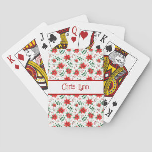 Baraja De Cartas Poinsettia Botánica Acuarela Minimalista