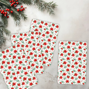 Baraja De Cartas Poinsettia botánica de acuarela minimalista