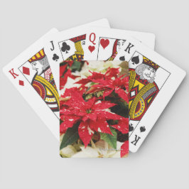Baraja De Cartas Poinsettias florales blancas rojas festivas