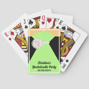 Baraja De Cartas Póker de Despedida de Soltera Bodas Blanco y Verde