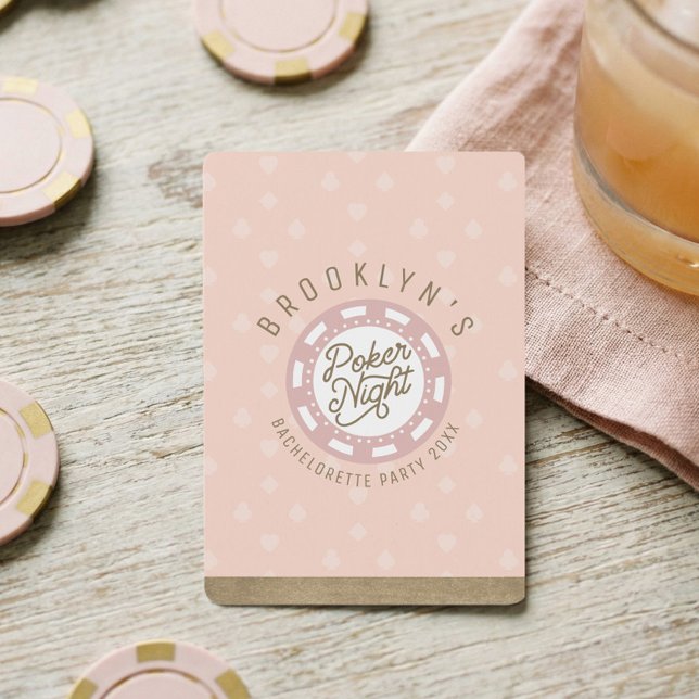 Baraja De Cartas Poker Night Bachelorette Party Blush Pink & Gold (Bachelorette Party Fun Personalized Poker Night Poker Cards)
