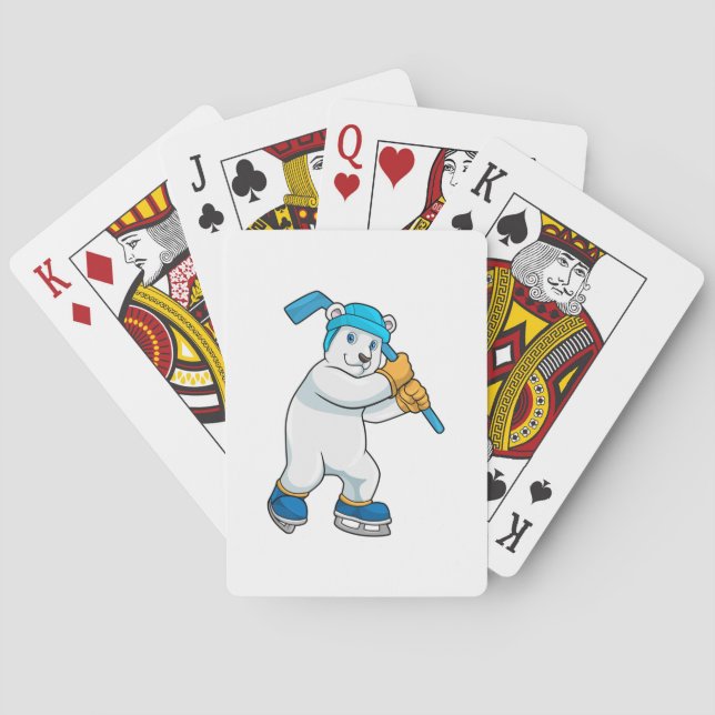 Baraja De Cartas Polar bear at Ice hockey with Stick (Reverso)