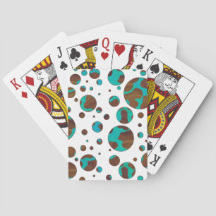 Baraja De Cartas Polka Dot Cow Brown e impresión Verde azulada