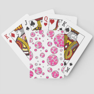 Baraja De Cartas Polka Dot Cow rosa y blanco