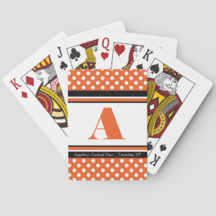 Baraja De Cartas Polka Dot Orange Personalized Playing Cards