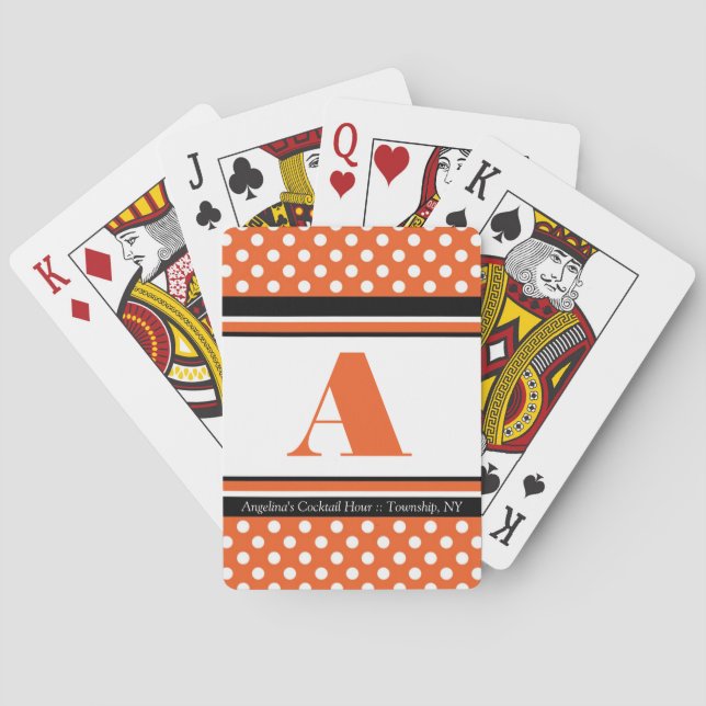 Baraja De Cartas Polka Dot Orange Personalized Playing Cards (Reverso)