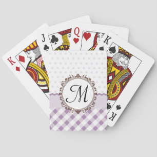 Baraja De Cartas Polkadots púrpura, controles y rayas con el monogr