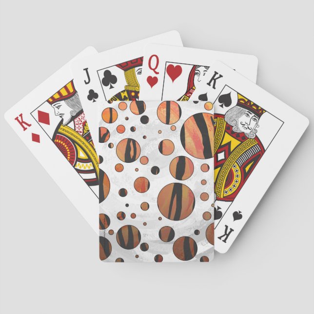 Baraja De Cartas Polks Dot Tiger Hot naranja e impresión en negro (Reverso)