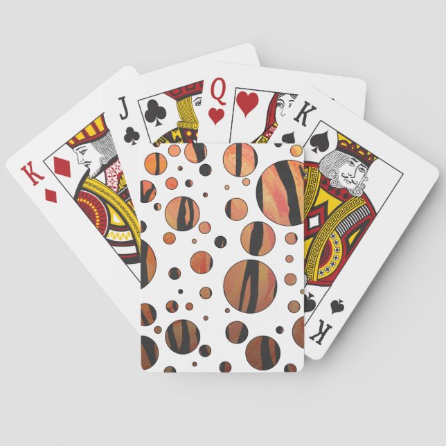 Baraja De Cartas Polks Dot Tiger Hot naranja e impresión en negro (Reverso)
