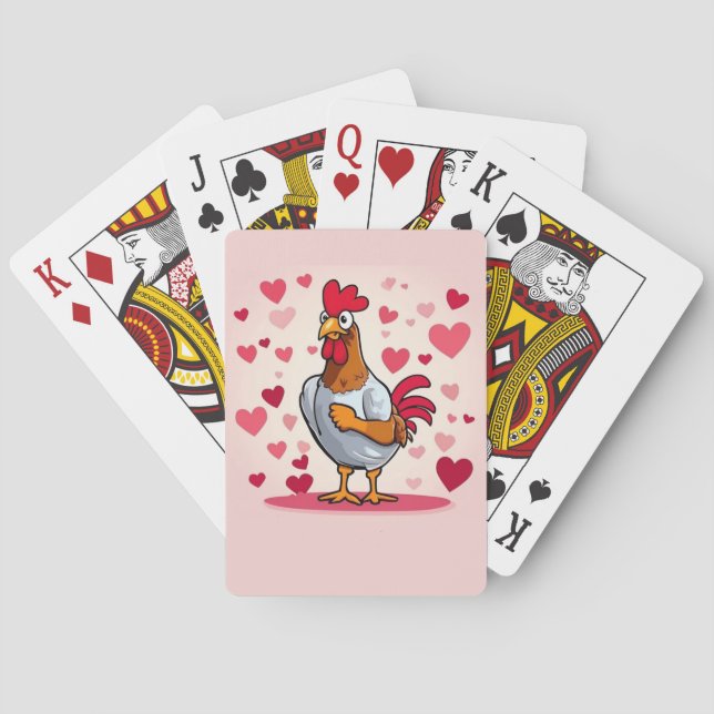 Baraja De Cartas Pollo con corazones (Reverso)