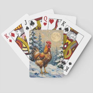 Baraja De Cartas Pollo Vintage en País de las Maravillas Navideño N