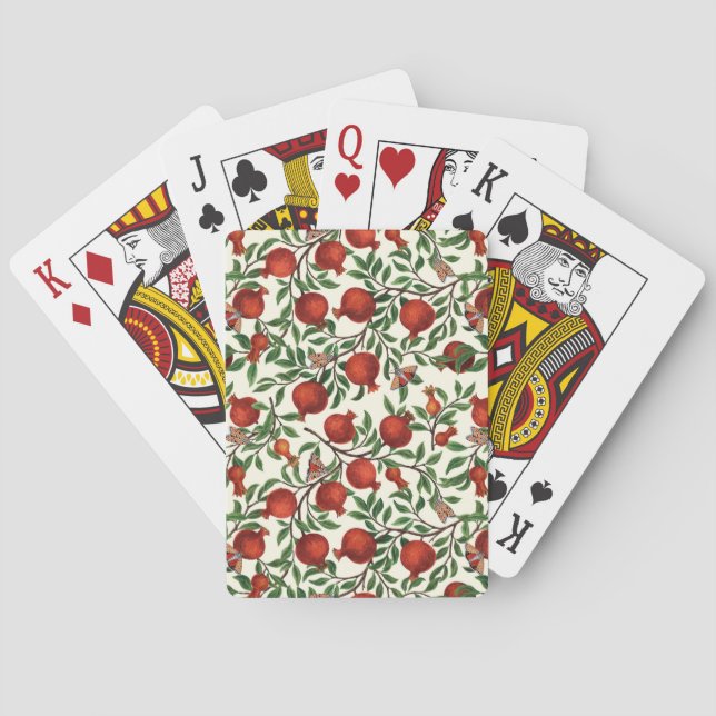 Baraja De Cartas Pomegranatos y Bella Moths sobre blanco roto (Reverso)