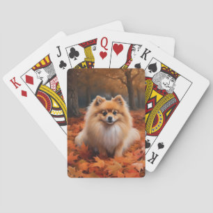 Baraja De Cartas Pomerania en otoño las hojas caídas inspiran