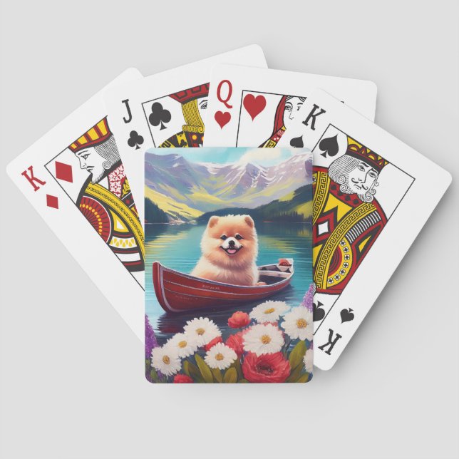 Baraja De Cartas Pomeranian sobre un remo: Una aventura escénica (Reverso)