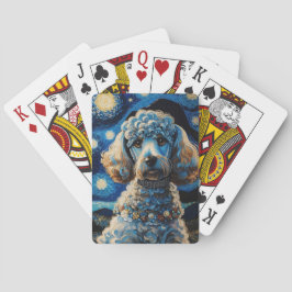 Baraja De Cartas Poodle en tarjetas de juego nocturno estrelladas