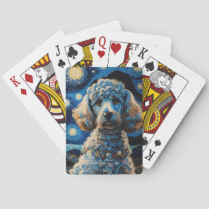 Baraja De Cartas Poodle en tarjetas de juego nocturno estrelladas