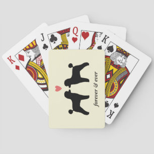 Baraja De Cartas Poodles de juguetes negros con corazón y texto