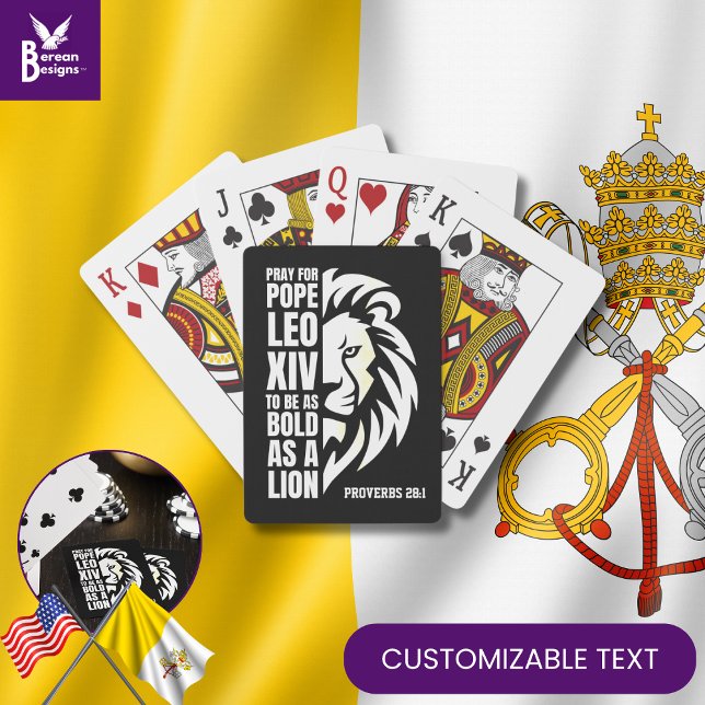 Baraja De Cartas POPE LEO XIV Oray Bold León Cristiano Católico (Celebrate the new pope w/ these PRAY FOR POPE LEO XIV cards w/ CUSTOM TEXT. Great Catholics gift)