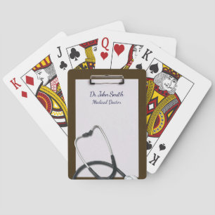 Baraja De Cartas Portapapeles médico marrón con estetoscopio