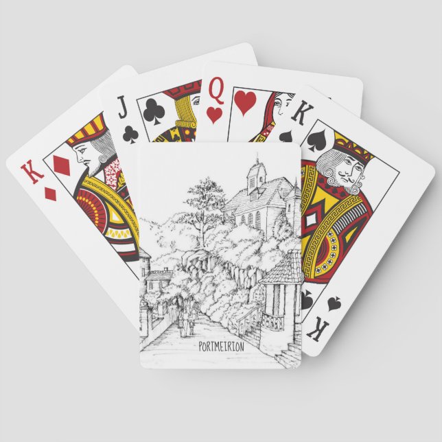 Baraja De Cartas Portmeirion North Wales Pen y Esbozo de tinta (Reverso)