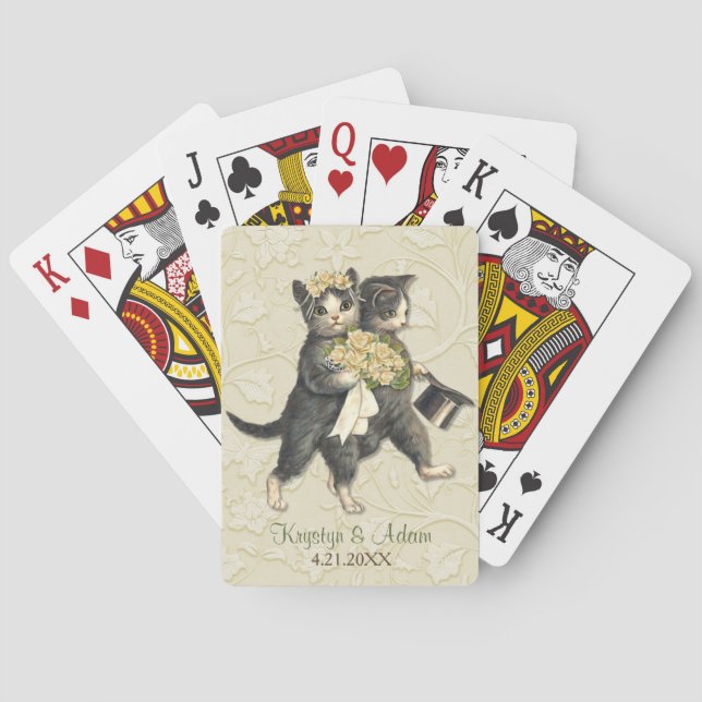 Baraja De Cartas Posh Cats Boda Ivory (Reverso)