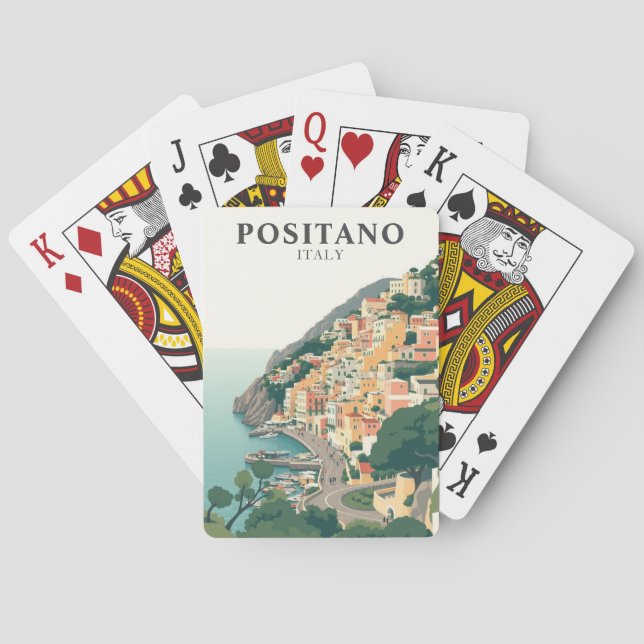 Baraja De Cartas Positano, Italy Town Vintage  (Reverso)