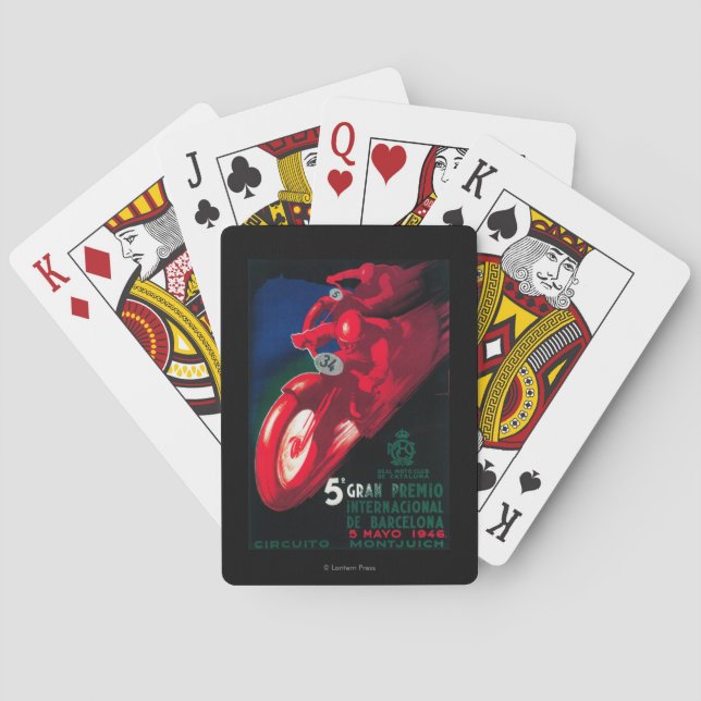 Baraja De Cartas Poster de la motocicleta de 5 Gran Premio (Reverso)
