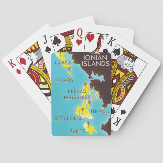 Baraja De Cartas Poster de mapas de las islas Jónicas. (Reverso)
