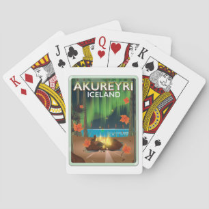 Baraja De Cartas Póster de viaje de Akureyri Islandia