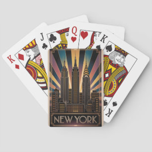 Baraja De Cartas Póster de viaje de estilo Art Déco vintage de Nuev
