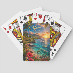 Baraja De Cartas Póster de viaje de la costa tropical de Maui Hawai