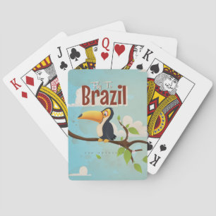 Baraja De Cartas Póster de viaje vintage Toucan vuela a Brasil