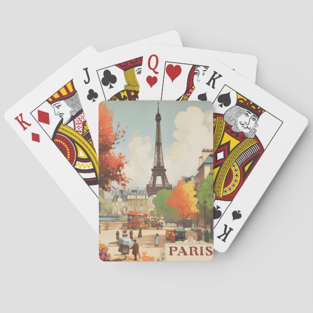 Baraja De Cartas Poster de Viajes de la Torre Eifel de París (Reverso)