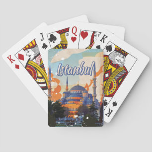 Baraja De Cartas Poster de viajes vintage de la Mezquita de Estambu