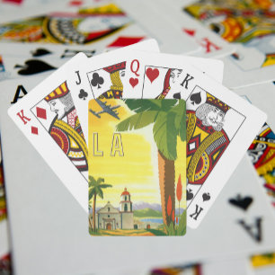 Baraja De Cartas Poster de Viajes Vintage, Los Ángeles, California