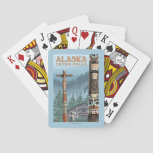 Baraja De Cartas Poster del viaje del vintage del pueblo del tótem